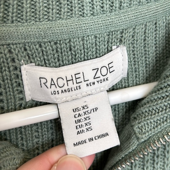 Rachel Zoe 1/4 Zip Sweater Women's XS Sage Green Casual Collared Pullover - Picture 5 of 6